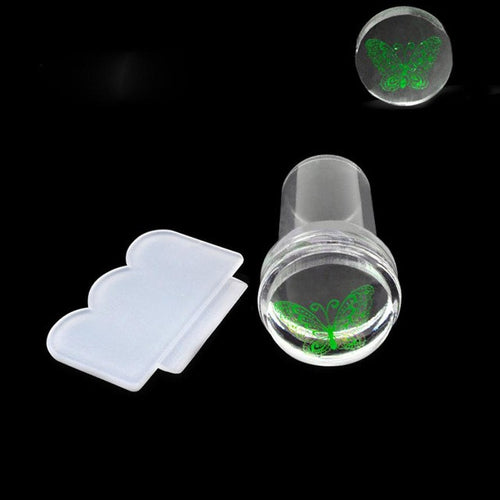 1 Set 2.4cm Clear Nail Art Stamping Stamper Scraper Image Plate Manicure Print Tool Silica gel Material Anne