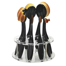 10 Hole Clear Cosmetic Display Stand Oval Makeup Brush Holder Drying Rack Organizer Shelf Tool