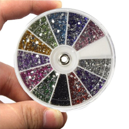 100% Brand new and high quality 12 Color 1.5mm Mixed Nail Glitters Nail Art Rhinestone 2400pcs Anne