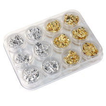 12 PCS Nail Art Gold Silver Paillette Flake Chip Foil DIY Acrylic UV Gel Pager Easy to apply on natural or artificial nails Anne