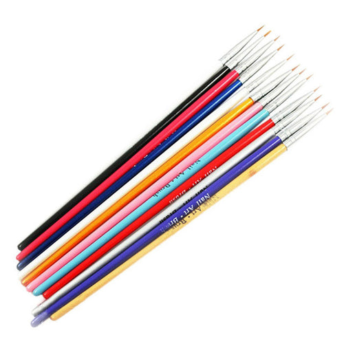 12pcs Colorful Nail Art Design Painting Tool Pen Polish Brush Set Kit DIY Professional Nail Drawing Brushes Tools