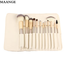 12pcs Rose gold Makeup Brushes set Foundation Eyeshadow eyebrow professional make up brush Cosmetics with Leather Toiletry Kits