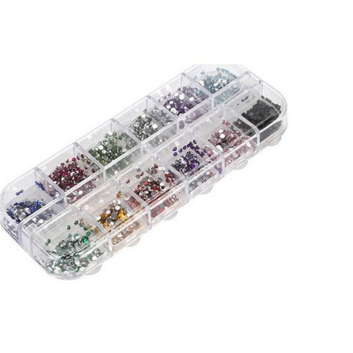 13 x 5.5 x 1.5cm New Top Fashion 100% brand new and high quality 3000 Nail diamonds Twelve colors Anne