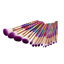 15PCS Rose gold pro Makeup Brushes Set rainbow hair Eyebrow Blush Cosmetic Foundation Eyshadow Blusher Powder Blending Brush Kit