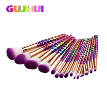 15PCS Rose gold pro Makeup Brushes Set rainbow hair Eyebrow Blush Cosmetic Foundation Eyshadow Blusher Powder Blending Brush Kit