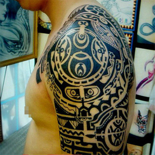 1Pcs Chest Waterproof Turtle Shell Totem Tattoo fake Sticker Prothorax Big 3d Disposable Tatoo body art for men 2016 new fashion