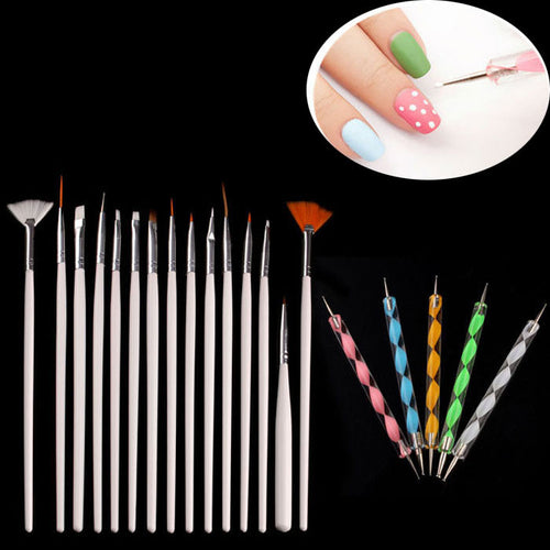 1Set/20PCS Nail Art Dotting Tools With Sets Of Brush Pencil Nail Beauty Painting Tops Polish Brush Pen Tools Nail Care wf