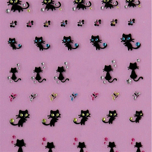 2016 Fashion Woman Nail Art Stickers Decals Nail Decoration Diamond Cat Butterfly Design hot sale ANNE free shipping