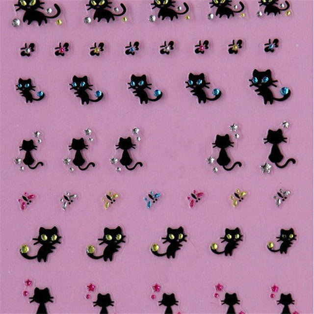2016 Fashion Woman Nail Art Stickers Decals Nail Decoration Diamond Cat Butterfly Design hot sale ANNE free shipping