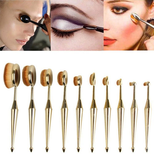 2016 HOT New Arrival Nylon Bristle material 10PCS Toothbrush The New Mermaid Makeup Brush Foundation Oval Brushes One Set Anne