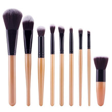 2016 Hot Sale 9Pcs Cosmetic Brush Makeup Brush Sets Kits Tools wool fiber + aluminum + wooden handle Material Anne