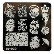 2016 Hot Sale DIY Nail Art Image Stamp Stamping Plates Manicure Template TU-020 unha placa de imagem Free Shipping Yo SY