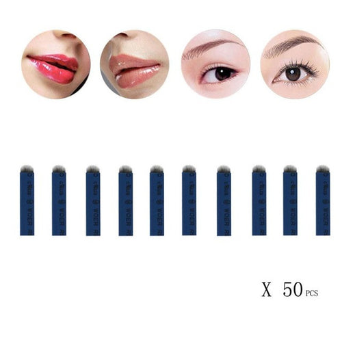 2016 Hot Sale Stainless Steel Material 50PC U Shape 14 Needles Microblading Eyebrow Tattoo Permanent Makeup Manual Anne