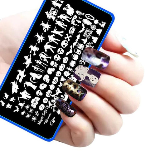 2016 New Top Fashion Black color Halloween DIY Nail Art Image Stamp Stamping Plates Manicure Template Anne Shop