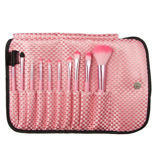 2016 Quality Guarantee 10pcs Grid Bag Cosmetic Makeup Brush Brushes Set Kit mutilcolor Anne