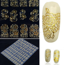 2016 Quality Guarantee 23*19cm Each with 108 nail stickers Nail Sticker Metal Retro Hollow Totem Gold Silver Nail Sticker Anne