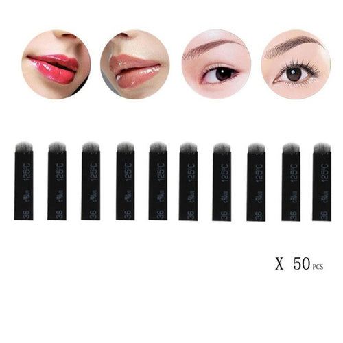 2016 Quality Guarantee Stainless Steel Material 50PC U Shape 18 Needles Microblading Eyebrow Tattoo Permanent Makeup Manual