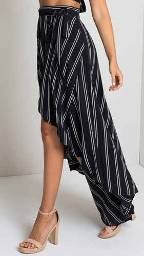 2016 Striped Asymmetrical Women Skirts Casual Beach Maxi Retro Print Skirt Loose Girl High Waist Skirts Long Maxi Skirt New