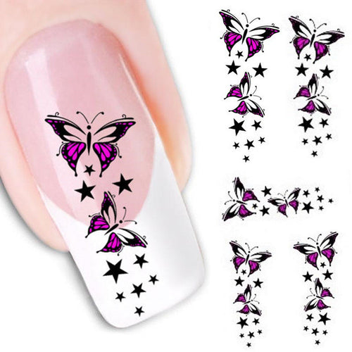 2016 new fashion Stickers & Decals Butterfly Water Transfer Slide Decal Sticker Nail Art Tips To Decoration women free shipping