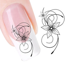 2016 new fashion Stickers & Decals DIY Black Flower Water Transfer Slide Decal Sticker Nail Art Tips To Decoration free shipping