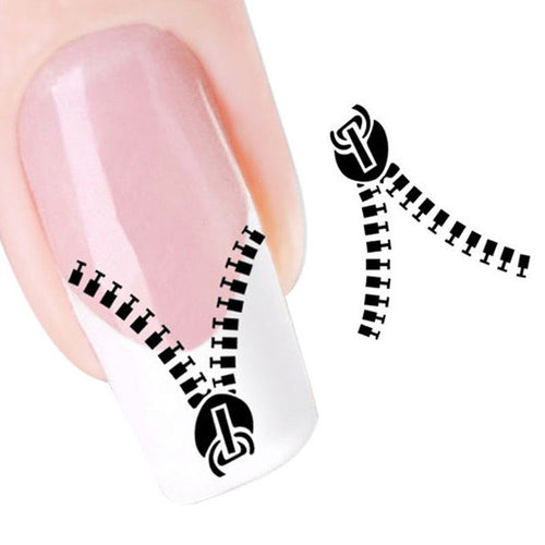 2016 new fashion Stickers & Decals Zipper Shape Water Transfer Slide Decal Sticker Nail Art Tips To Decoration free shipping
