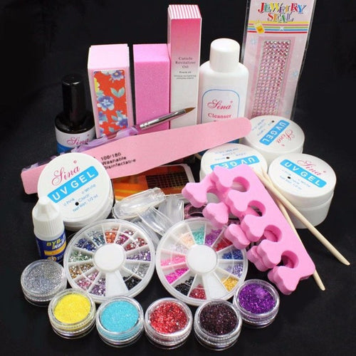 2017 Most Popular Full Acrylic Glitter Powder Glue File French Nail Art UV Gel Tips Kit Set enhance shine Anne