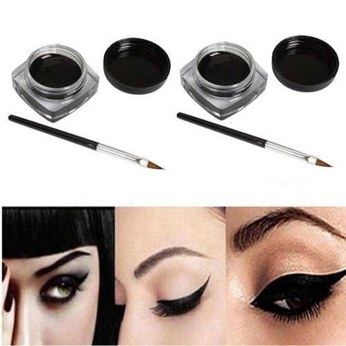 2017 New Designed 2 PCS Mini Eyeliner Gel Cream With Brush Makeup Cosmetic Black Life Waterproof Eye Liner Anne