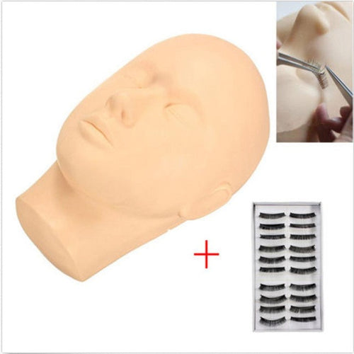 2017 New Designed Mannequin Flat Head with Practice False Eyelash and Tweezer for Training Eyelash Extension yellow Color Anne