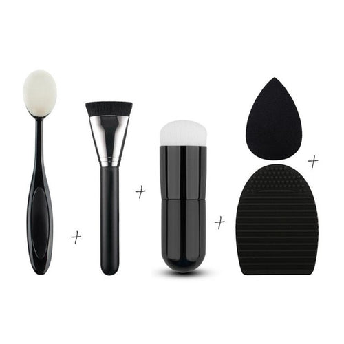 2017 New Designed Toothbrush Brush Fan Brush Foundation Brush Wash Egg Powder Puff Set Combination pinceis para maquiagem Anne