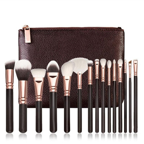 2017 New Top Fashion 15 PCS Pro Makeup Brushes Set Cosmetic Complete Eye Kit + Case makeup brushes professional Anne