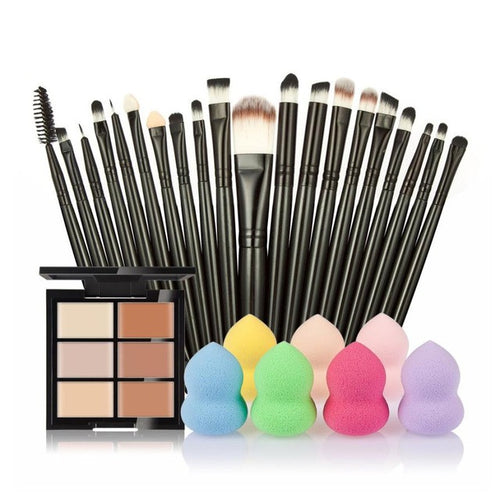 20pcs/set Most Popular 100% brand new and high quality 6-Color Concealer +20 Makeup Brush + Water Puff Puff Powder Puff Anne