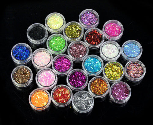 24 Colors Spangle Glitter Nail Art Paillette Acrylic UV Powder Polish Tips Set For design your only nail style Anne