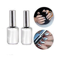 2PCS 15ML Metallic Mirror Effect Nail Polish Metal Silver Varnish &15ML Top Coat Gives your nails the look of polished metal