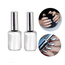 2PCS 15ML Metallic Mirror Effect Nail Polish Metal Silver Varnish &15ML Top Coat Gives your nails the look of polished metal