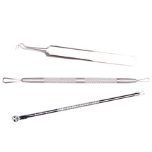 3Pcs sets Stainless Blackhead Facial Acne Spot Pimple Remover Extractor Tool Acne needle Blackhead Remover Tweezers kits