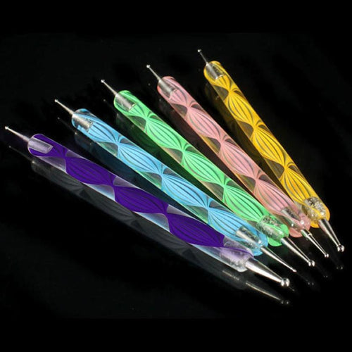 5PCS Multi Coloured Double Ended Nail Art Dotting/Marbleizing Tools Can be used on natural nails, false nails, acrylic nails