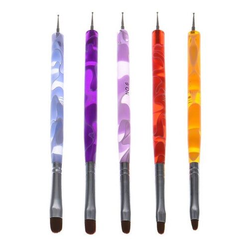 5Pcs 2-Ways Acrylic UV GEL Nail Art Dotting Brush Pen Noly + Acrylic Material As picture show Colour Anne