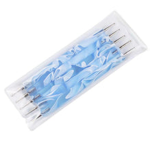 5pcs Dotting Painting Brush Pen Tool Sable Dual Ball 2 Way Acrylic UV Gel Nail Art Design Set Blue As picture show Color Anne