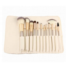 Adult 22 * 11 * 2cm 12Pcs Makeup Brushes set Fondation Eyeshadow Cosmetic Tool with Leather Reusable storage pouch Anne