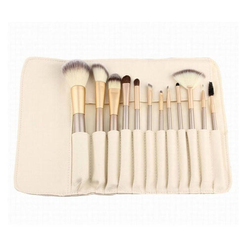 Adult 22 * 11 * 2cm 12Pcs Makeup Brushes set Fondation Eyeshadow Cosmetic Tool with Leather Reusable storage pouch Anne