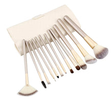 Adult 22 * 11 * 2cm 12Pcs Makeup Brushes set Fondation Eyeshadow Cosmetic Tool with Leather Reusable storage pouch Anne