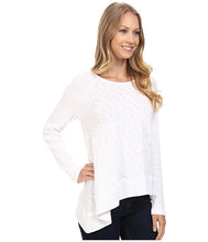 Angled Hem Crew Neckline White Knitted Cotton Top Women'S 2016 Loose Blouse Women Tops And Blouses 2016 Fashion
