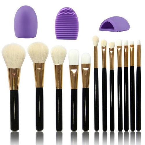 As picture show 12pcs Brush Kabuki Brush Eye kabuki Makeup Brush Set + Makeup Brush Cleaner esponja maquiagem 2017