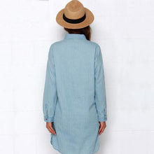 Autumn Plus Size Casual Women Dress Long Sleeve Blue Denim Dress Summer Shirt Dress Vestidos Robe Femme
