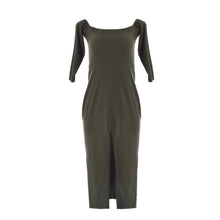Autumn Sexy Women Dress Split Midi Dress Slim Vestidos Slash Neck Grey Pencil Robe Runway Night Club Wear 2015