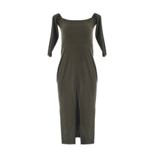 Autumn Sexy Women Dress Split Midi Dress Slim Vestidos Slash Neck Grey Pencil Robe Runway Night Club Wear 2015