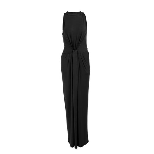 Back Bow Tie Up Front Ruched Sleeveless Long Maxi Dress Party Elegant Summer Dress 2017 Woman Dress Summer New Arrival