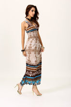 Back Crochet Flower Pattern Boho Tribal Print Floral Striped Bohemian Summer Longuette For Vacation Women Long Maxi Dress Beach