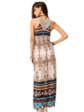Back Crochet Flower Pattern Boho Tribal Print Floral Striped Bohemian Summer Longuette For Vacation Women Long Maxi Dress Beach