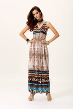 Back Crochet Flower Pattern Boho Tribal Print Floral Striped Bohemian Summer Longuette For Vacation Women Long Maxi Dress Beach